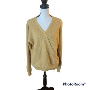 Abercrombie & Fitch Faux Wrap Ribbed Sweater with Deep V-Neck. Size XL.
